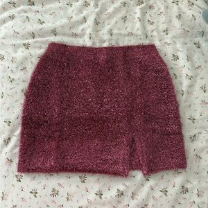 H&M Sparkly Fuzzy Pink Mini Skirt (Size: S)